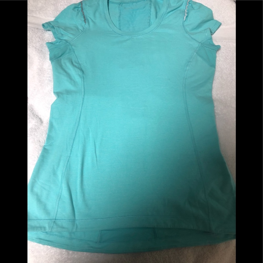Lululemon light blue short sleeve workout top